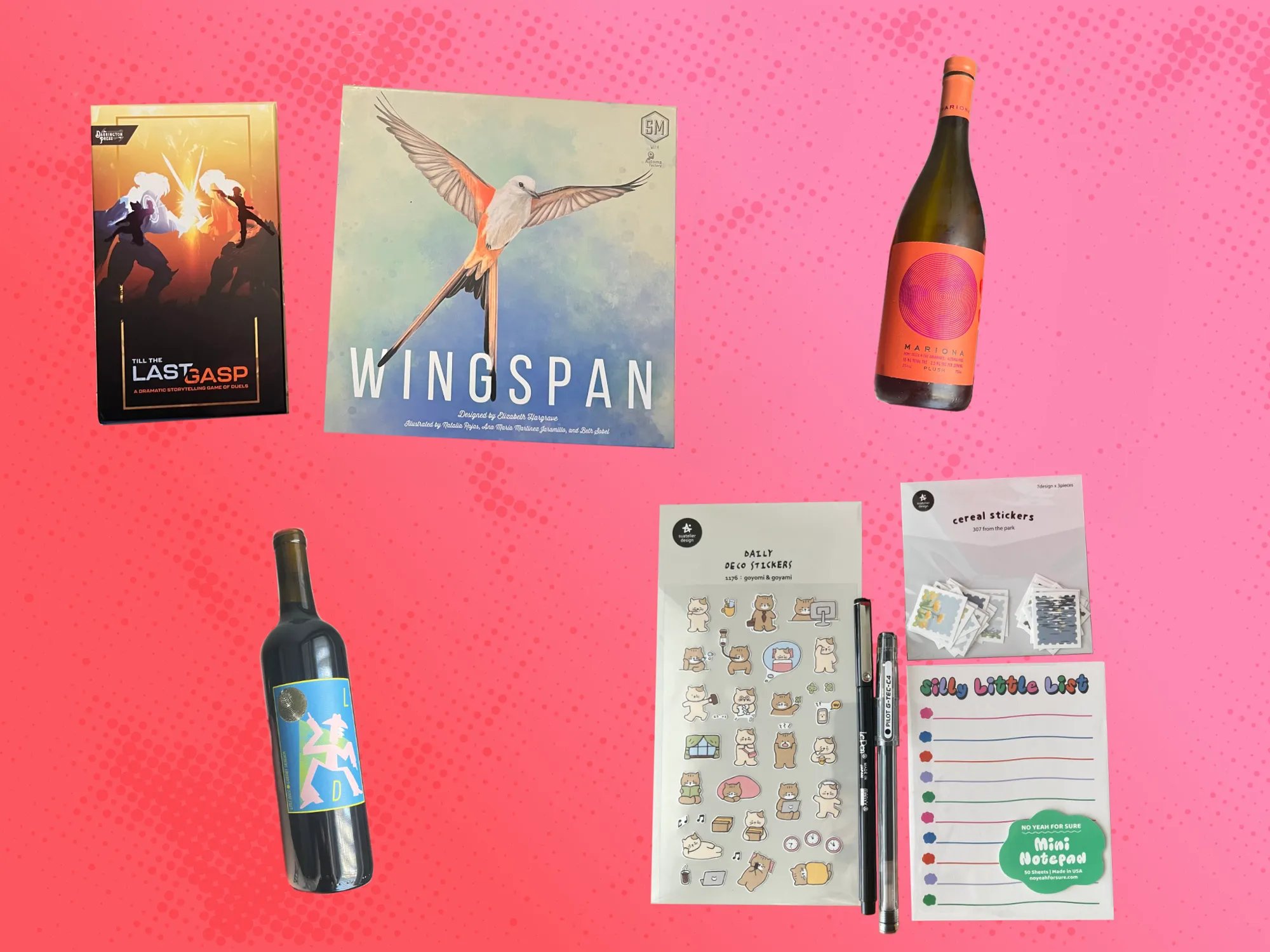 board games, wine, and stationary from local shops